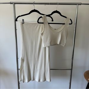 Ribbed top and midi skirt set